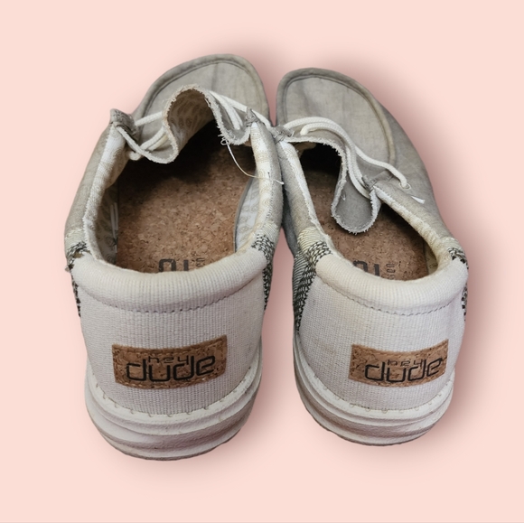 Hey Dude Wally Linen Natural Khaki Shoes Slip-On - Picture 3 of 4